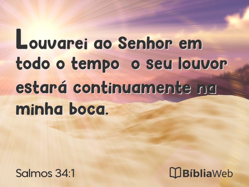 Salmos 34:1 em imagem para compartilhar
