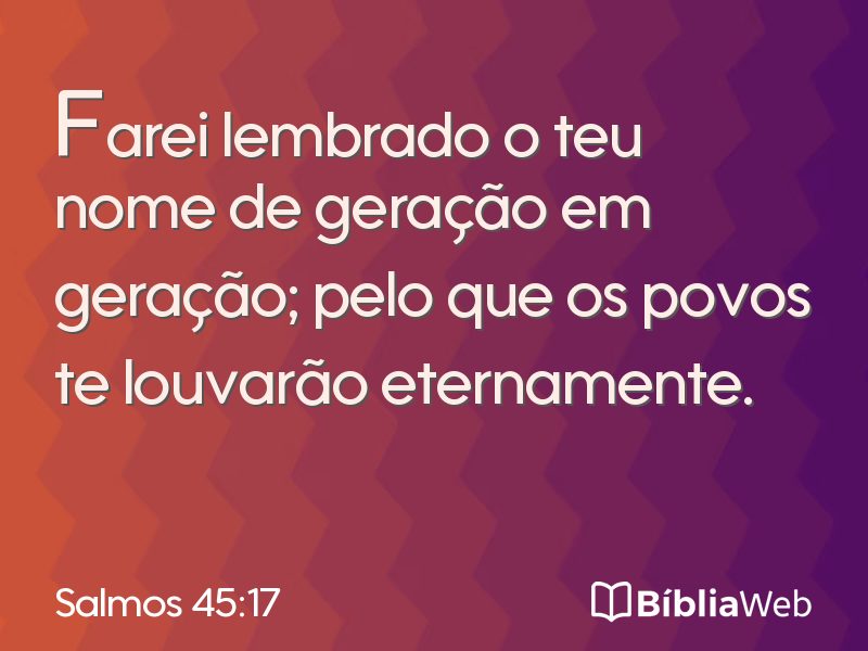 Salmos 45:17 em imagem para compartilhar