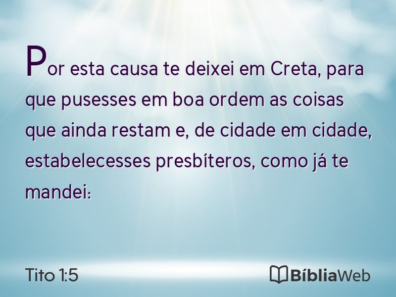 Tito 1:5 em imagem para compartilhar