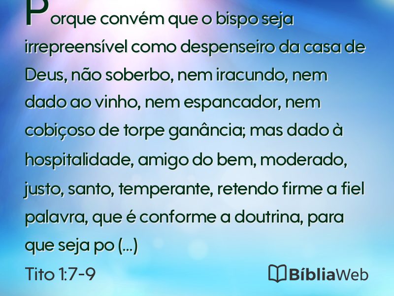 Tito 1:7-9 em imagem para compartilhar