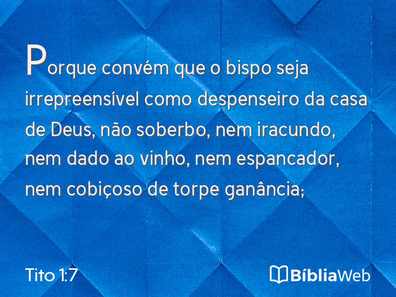Tito 1:7 em imagem para compartilhar