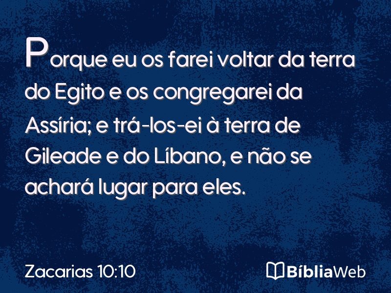 Zacarias 10:10 em imagem para compartilhar
