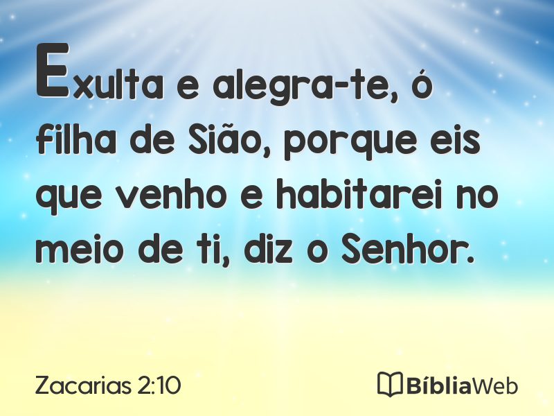 Zacarias 2:10 em imagem para compartilhar