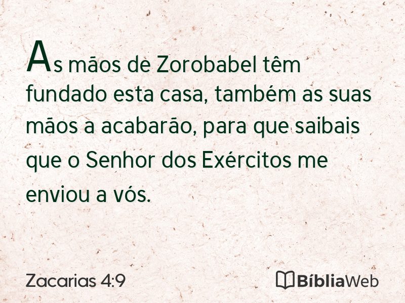 Zacarias 4:9 em imagem para compartilhar