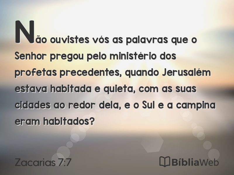 Zacarias 7:7 em imagem para compartilhar