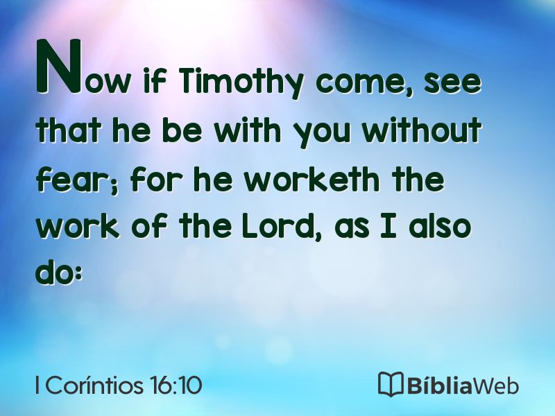 I Coríntios 16:10 em imagem para compartilhar