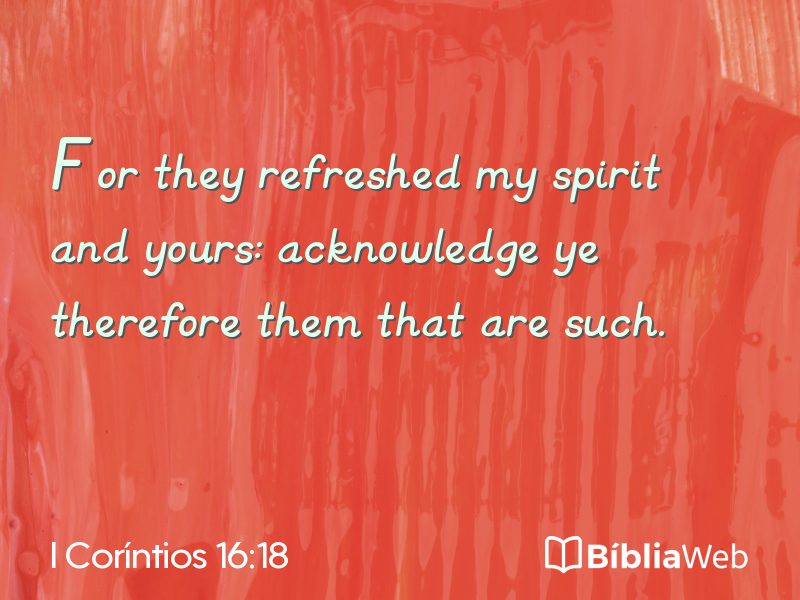 I Coríntios 16:18 em imagem para compartilhar