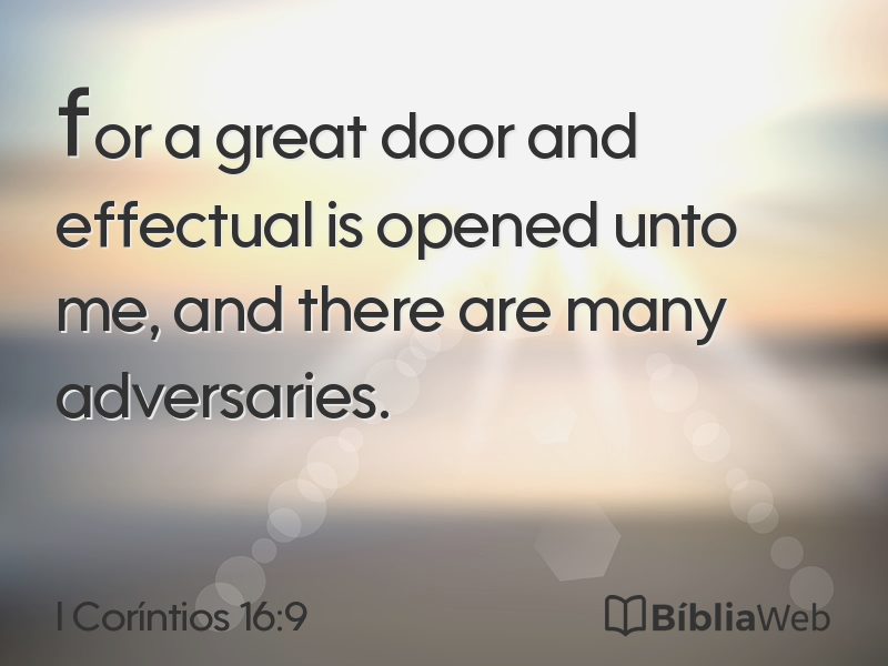 I Coríntios 16:9 em imagem para compartilhar