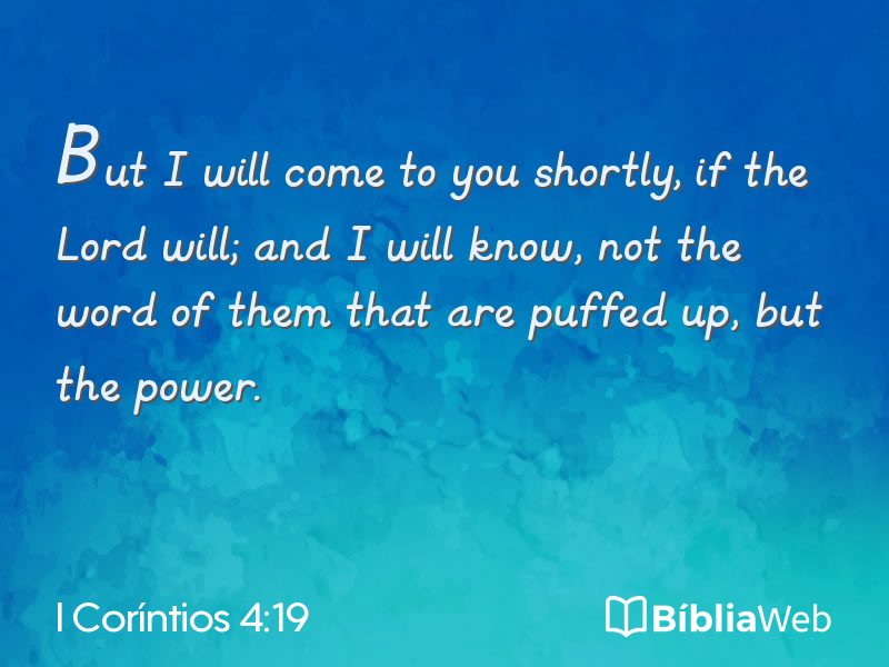 I Coríntios 4:19 em imagem para compartilhar