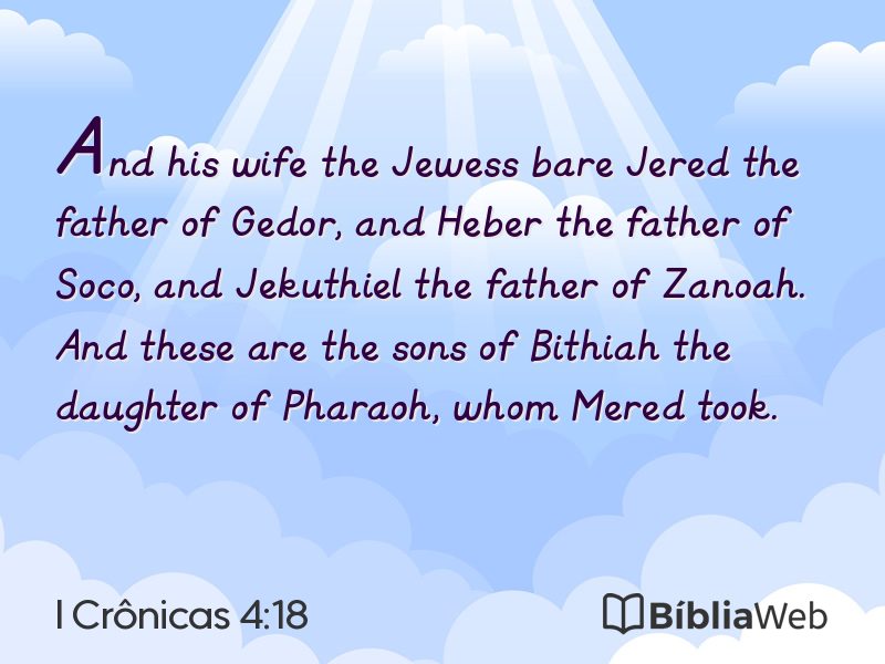 I Crônicas 4:18 em imagem para compartilhar