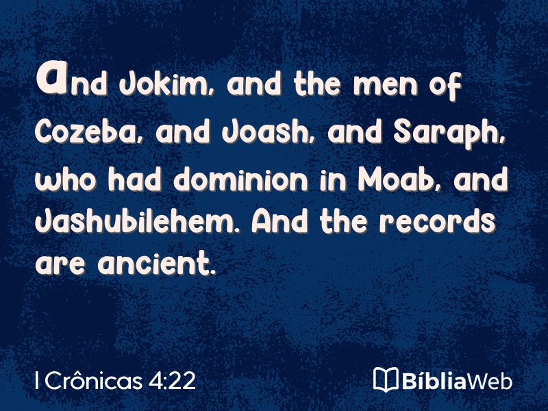 I Crônicas 4:22 em imagem para compartilhar