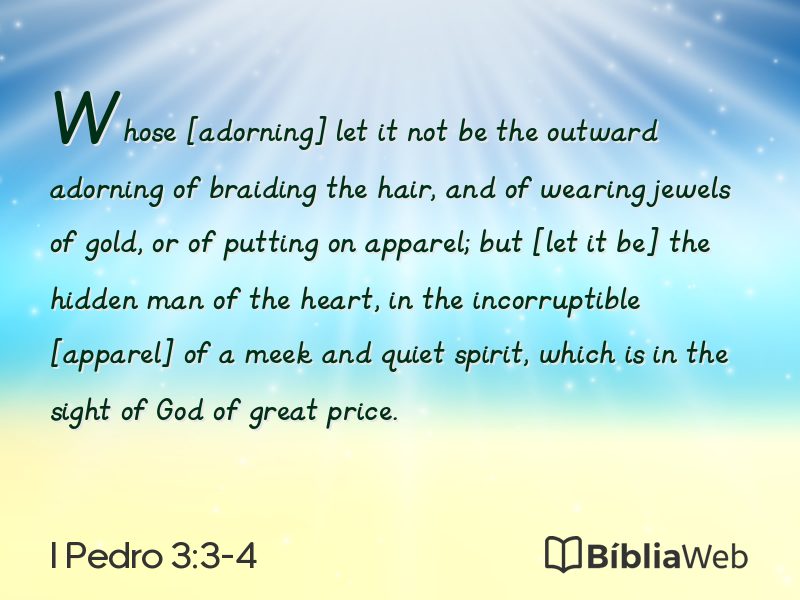 I Pedro 3:3-4 em imagem para compartilhar