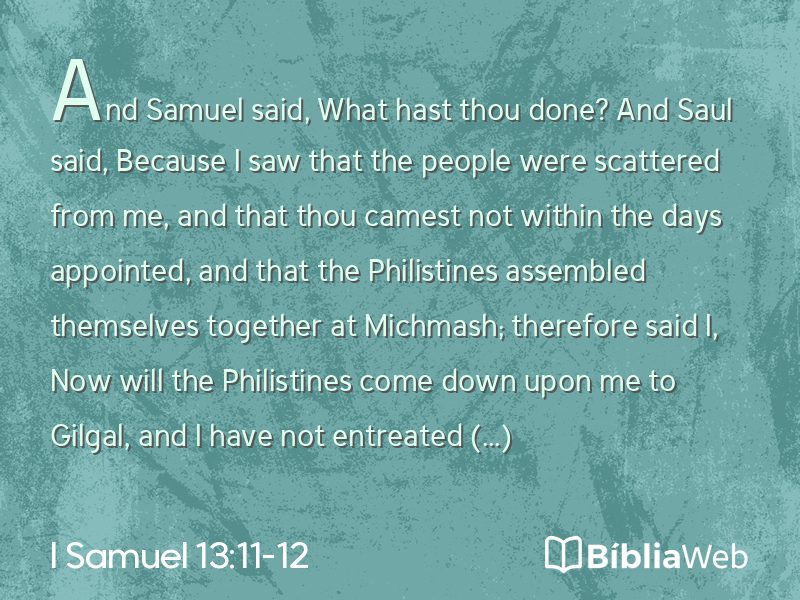 I Samuel 13:11-12 em imagem para compartilhar