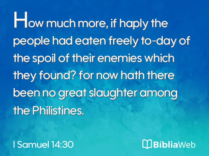 I Samuel 14:30 em imagem para compartilhar