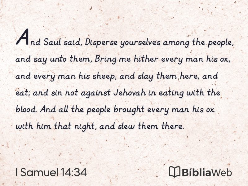 I Samuel 14:34 em imagem para compartilhar