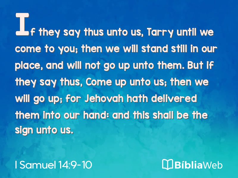 I Samuel 14:9-10 em imagem para compartilhar