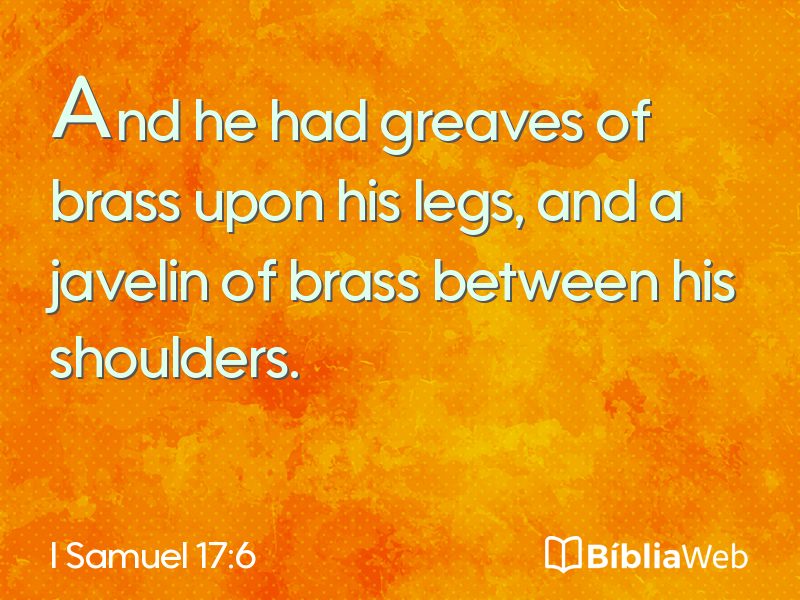 I Samuel 17:6 em imagem para compartilhar