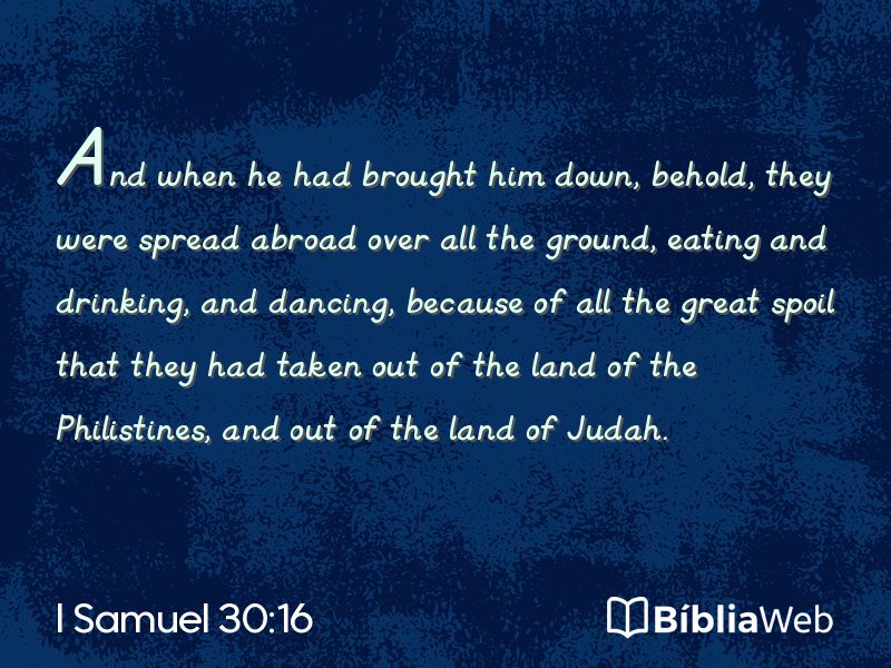 I Samuel 30:16 em imagem para compartilhar