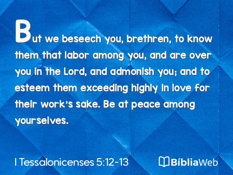 I Tessalonicenses 5:12-13 em imagem para compartilhar