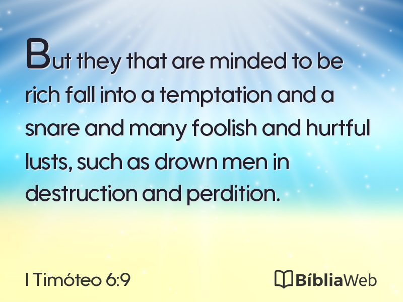 I Timóteo 6:9 em imagem para compartilhar