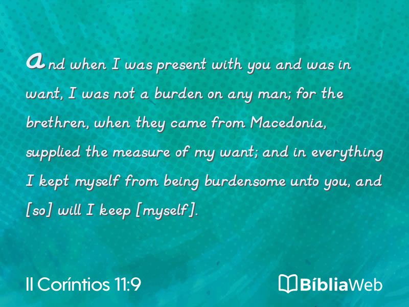 II Coríntios 11:9 em imagem para compartilhar