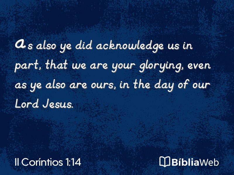 II Coríntios 1:14 em imagem para compartilhar
