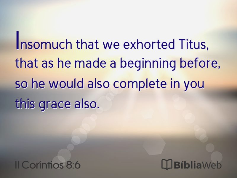 II Coríntios 8:6 em imagem para compartilhar
