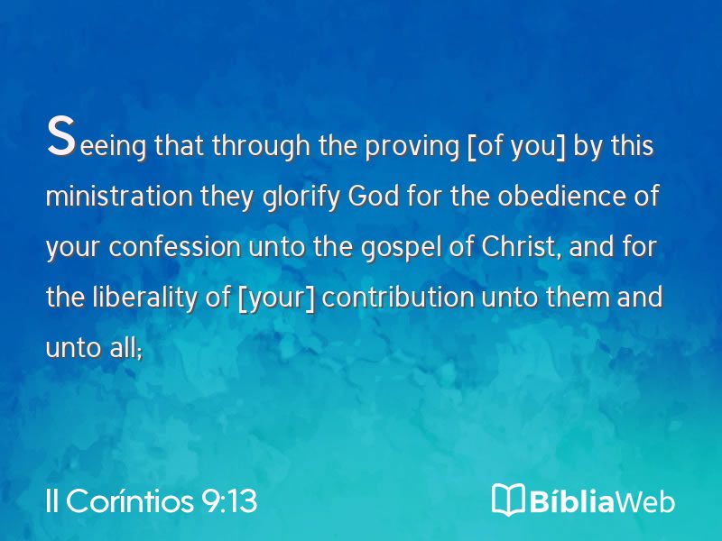 II Coríntios 9:13 em imagem para compartilhar
