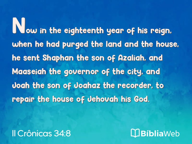 II Crônicas 34:8 em imagem para compartilhar