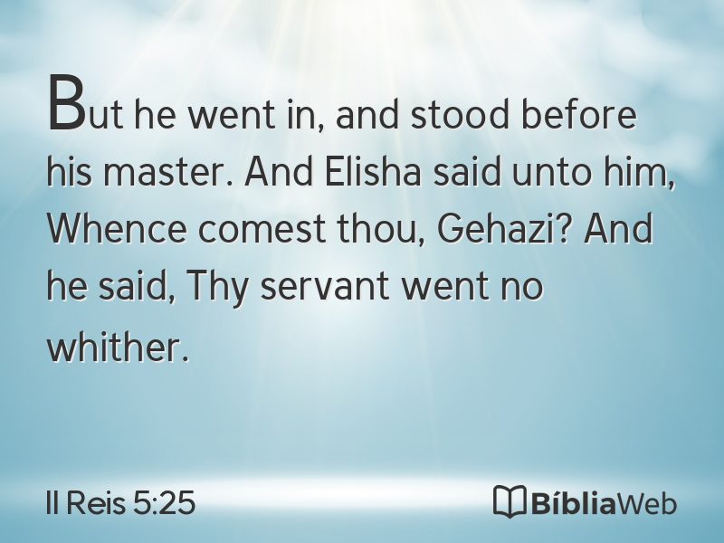 II Reis 5:25 em imagem para compartilhar