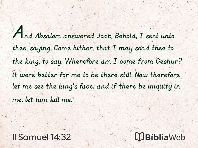II Samuel 14:32 em imagem para compartilhar