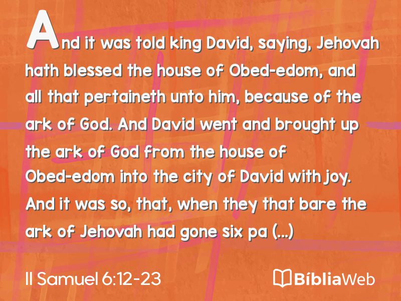 II Samuel 6:12-23 em imagem para compartilhar