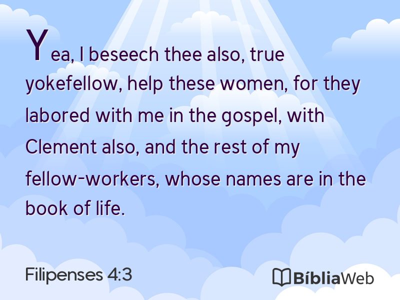 Filipenses 4:3 em imagem para compartilhar