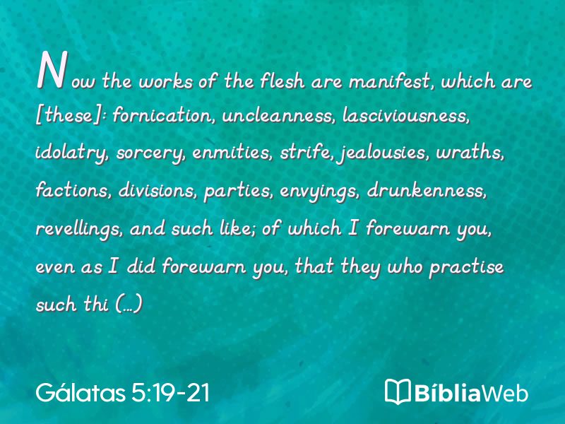 Gálatas 5:19-21 em imagem para compartilhar