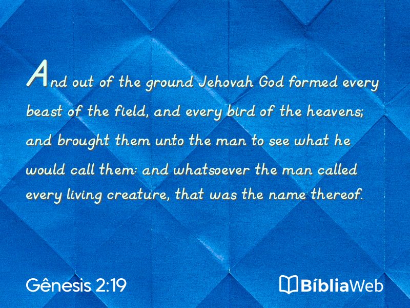 Gênesis 2:19 em imagem para compartilhar