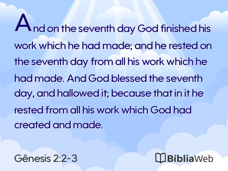 Gênesis 2:2-3 em imagem para compartilhar