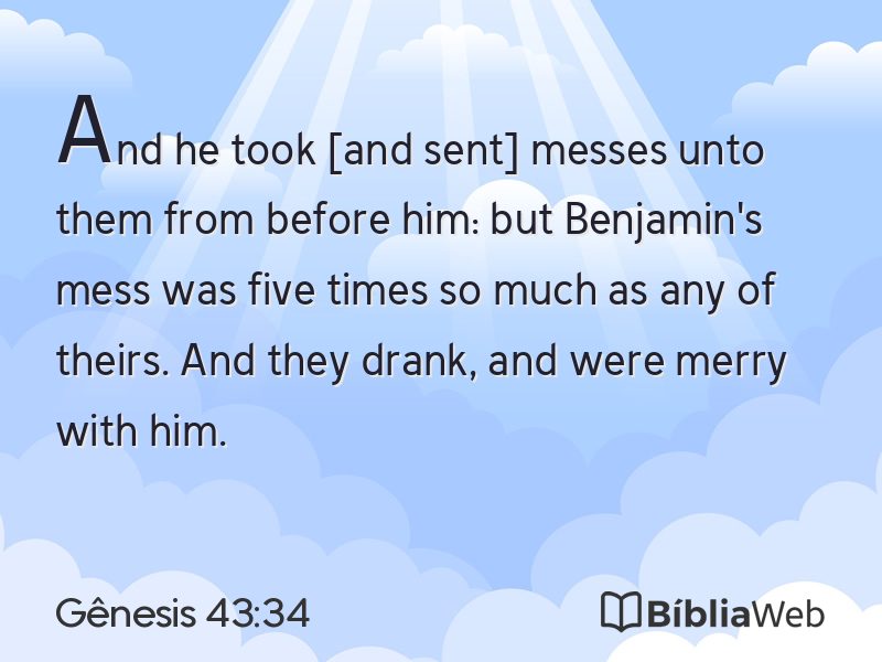 Gênesis 43:34 em imagem para compartilhar