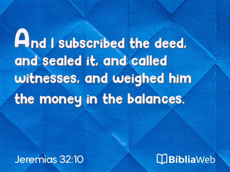 Jeremias 32:10 em imagem para compartilhar