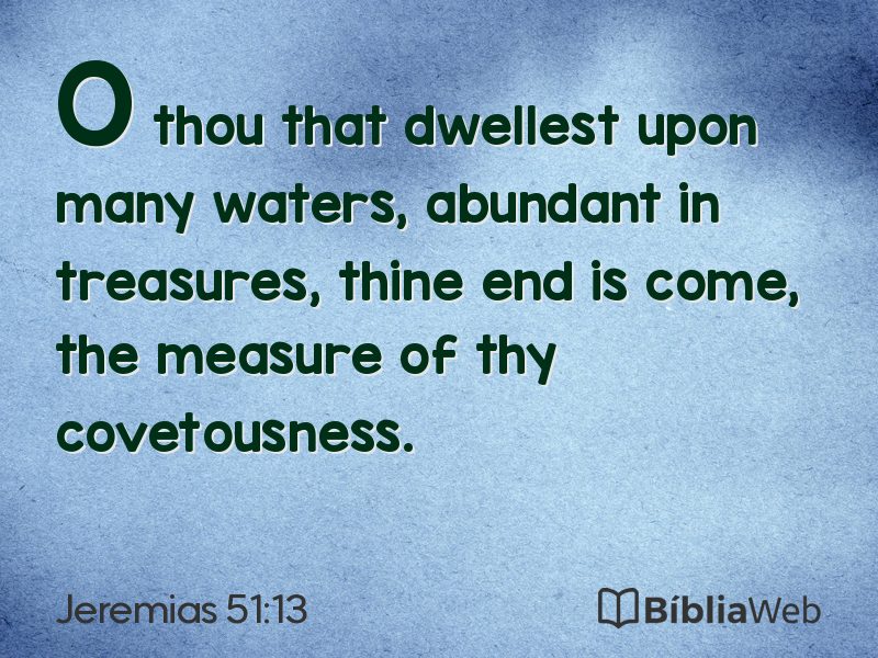 Jeremias 51:13 em imagem para compartilhar