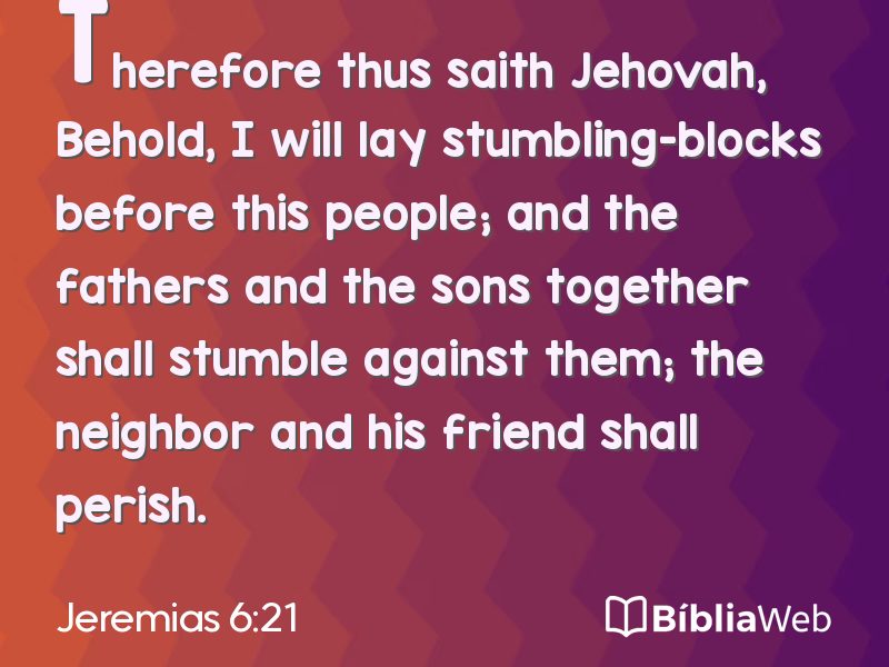 Jeremias 6:21 em imagem para compartilhar