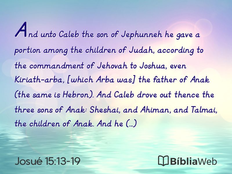Josué 15:13-19 em imagem para compartilhar