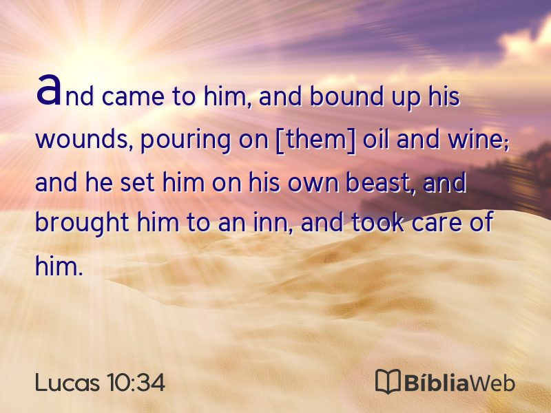 Lucas 10:34 em imagem para compartilhar