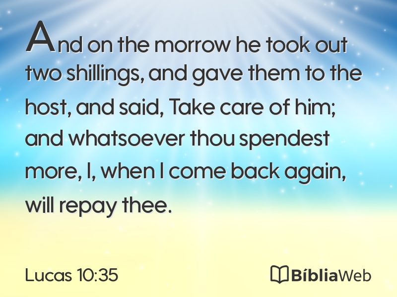 Lucas 10:35 em imagem para compartilhar