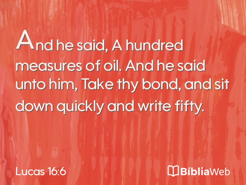 Lucas 16:6 em imagem para compartilhar