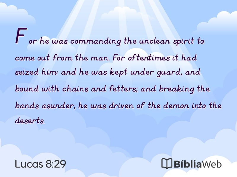 Lucas 8:29 em imagem para compartilhar