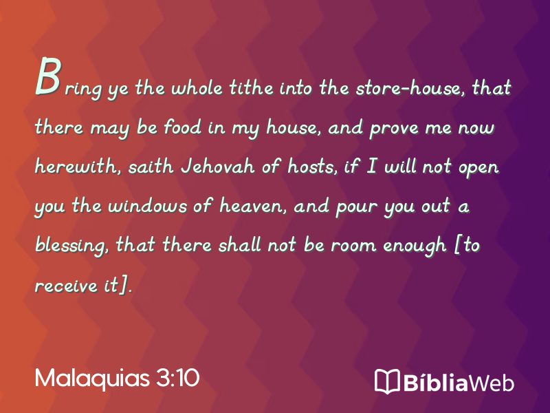 Malaquias 3:10 em imagem para compartilhar