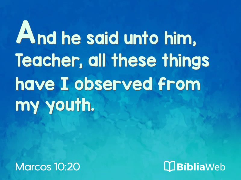 Marcos 10:20 em imagem para compartilhar