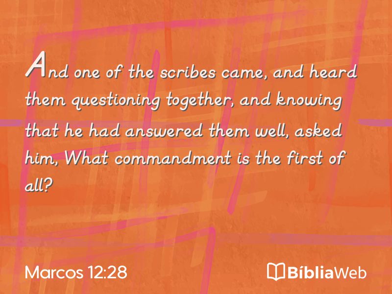 Marcos 12:28 em imagem para compartilhar