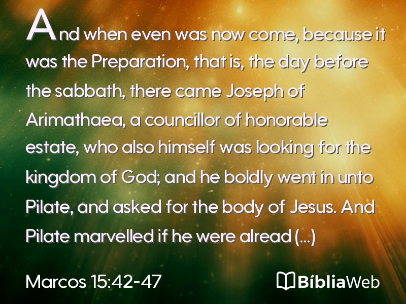 Marcos 15:42-47 em imagem para compartilhar