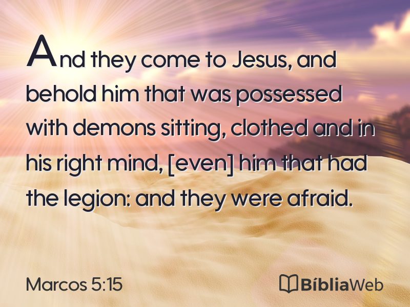 Marcos 5:15 em imagem para compartilhar